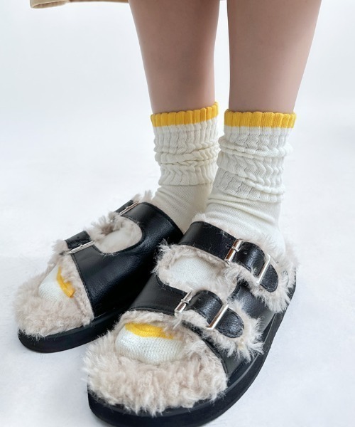 Vipoa（ヴィポア）の「ラインベーシックリブソックス（ソックス/靴下・レディース・グリーン/ブラック/イエロー/ブルー/ホワイト/レッド・FREE）」の5枚目の写真