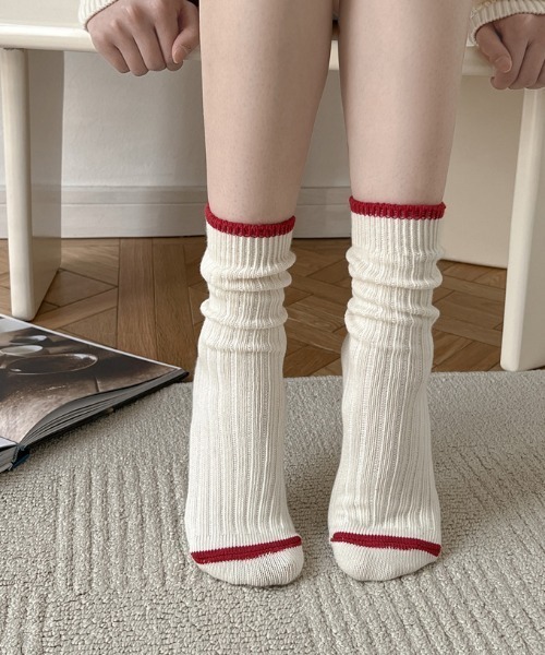 Vipoa（ヴィポア）の「ラインベーシックリブソックス（ソックス/靴下・レディース・グリーン/ブラック/イエロー/ブルー/ホワイト/レッド・FREE）」の12枚目の写真
