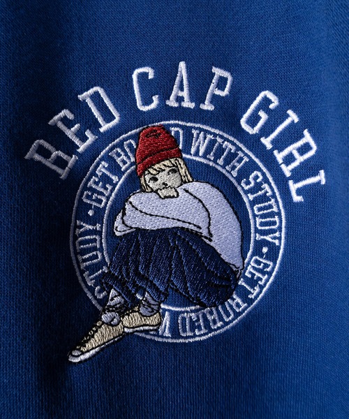 Red Cap Girl(レッドキャプガール)の「ガールイラストワンポイント刺繍ハーフジップスウェット/オーバーサイズ/裏起毛/ユニセックス(スウェット・レディース・ホワイト/グリーン/ブラック/ブルー/アッシュグレー・M/L/XL)」の8枚目の写真