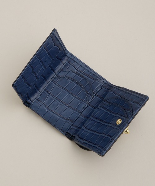 HASHIBAMI（ハシバミ）の「Hashibami/ラウンド クロコ型押し 3つ折り財布（財布・レディース・ブラウン/ネイビー・FREE）」の8枚目の写真