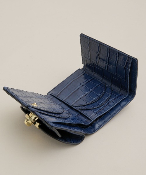 Hashibami/ラウンド クロコ型押し 3つ折り財布