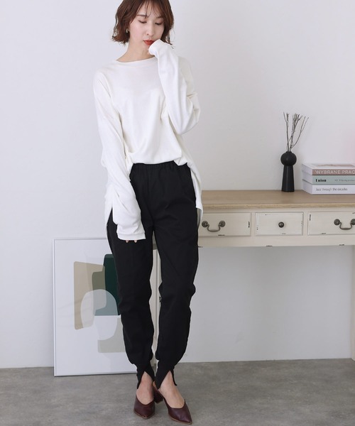 ElegChic(エレグシック)の「裾リブ スリット ジョガーパンツ(スウェットパンツ・レディース・ベージュ/カーキ/ブラック・XL/XXL/4L/L/M)」の16枚目の写真