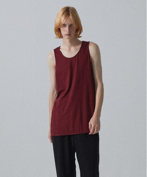 Iroquois（イロコイ）の「LAYERED LONG T/T（タンクトップ・メンズ・ブラック/オフホワイト/サックスブルー/イエロー/ワインレッド/ラベンダー・1/2/3）」の6枚目の写真
