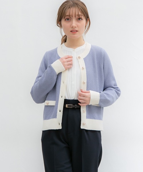 Honeys（ハニーズ）の「配色クルーネックカーデ（カーディガン