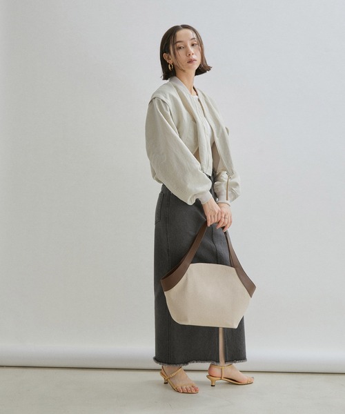 SALON adam et rope'(サロン アダム エ ロペ)の「キャンバスレザーコンビワークバッグ/トートバッグ(トートバッグ・レディース・ブラック/ダークブラウン・FREE)」の19枚目の写真