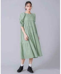 MILKFED. | GATHERED SLEEVE TIERED DRESS(ワンピース)