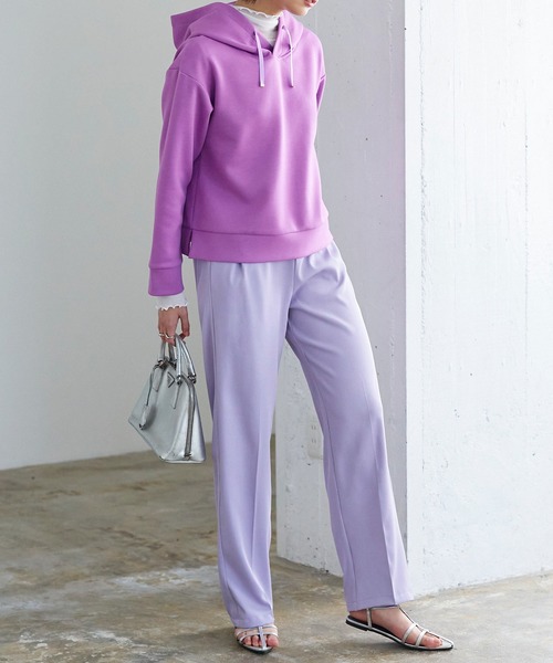 イージーケア美脚スラックスタックワイドパンツ