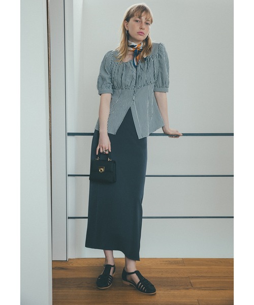 N.（N. Natural Beauty Basic）（エヌエヌナチュラルビューティーベーシック）の「【S Size Line】◆サテンストレートスカート（スカート・レディース・スミクロ/ナチュラル/カーキ・SMALL/MEDIUM）」の2枚目の写真