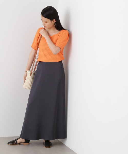 N.（N. Natural Beauty Basic）（エヌエヌナチュラルビューティーベーシック）の「【S Size Line】◆サテンストレートスカート（スカート・レディース・スミクロ/ナチュラル/カーキ・SMALL/MEDIUM）」の6枚目の写真