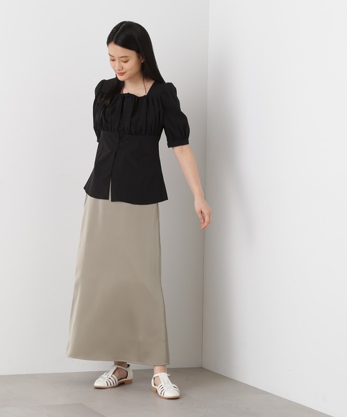 N.（N. Natural Beauty Basic）（エヌエヌナチュラルビューティーベーシック）の「【S Size Line】◆サテンストレートスカート（スカート・レディース・スミクロ/ナチュラル/カーキ・SMALL/MEDIUM）」の10枚目の写真