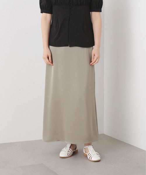 N.（N. Natural Beauty Basic）（エヌエヌナチュラルビューティーベーシック）の「【S Size Line】◆サテンストレートスカート（スカート・レディース・スミクロ/ナチュラル/カーキ・SMALL/MEDIUM）」の8枚目の写真