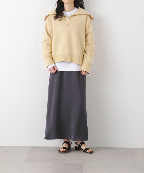 N.（N. Natural Beauty Basic）（エヌエヌナチュラルビューティーベーシック）の「【S Size Line】◆サテンストレートスカート（スカート・レディース・スミクロ/ナチュラル/カーキ・SMALL/MEDIUM）」の4枚目の写真