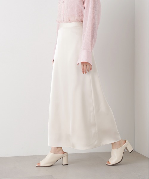 N.（N. Natural Beauty Basic）（エヌエヌナチュラルビューティーベーシック）の「【S Size Line】◆サテンストレートスカート（スカート・レディース・スミクロ/ナチュラル/カーキ・SMALL/MEDIUM）」の14枚目の写真