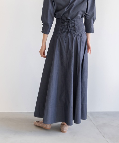 RANDA（ランダ）の「【選べる丈感】ハイウエストフレアスカート（スカート・レディース・ブルー/クリーム/インディゴブルー・FREE/TM）」の2枚目の写真