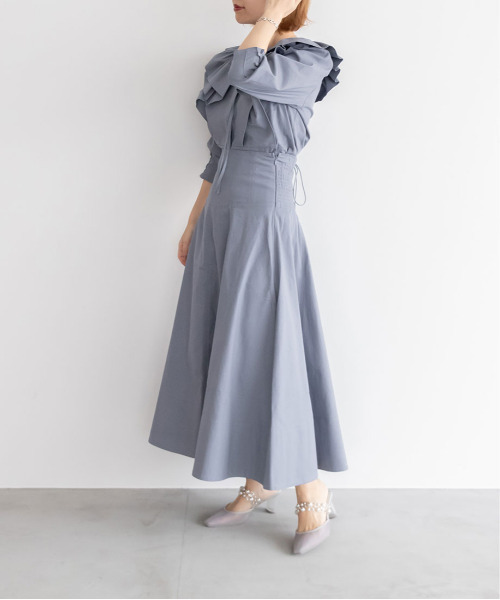 RANDA（ランダ）の「【選べる丈感】ハイウエストフレアスカート（スカート・レディース・ブルー/クリーム/インディゴブルー・FREE/TM）」の13枚目の写真