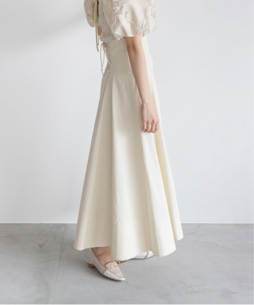 RANDA（ランダ）の「【選べる丈感】ハイウエストフレアスカート（スカート・レディース・ブルー/クリーム/インディゴブルー・FREE/TM）」の14枚目の写真