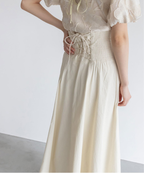 RANDA（ランダ）の「【選べる丈感】ハイウエストフレアスカート（スカート・レディース・ブルー/クリーム/インディゴブルー・FREE/TM）」の15枚目の写真