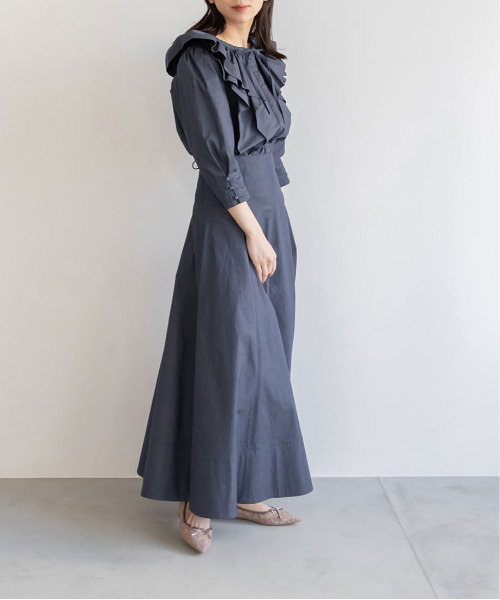 RANDA（ランダ）の「【選べる丈感】ハイウエストフレアスカート（スカート・レディース・ブルー/クリーム/インディゴブルー・FREE/TM）」の7枚目の写真