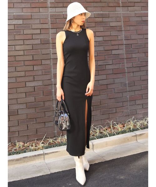 EMODA（エモダ）の「スリットリブカットワンピース（ワンピース・レディース・ブラック/グレー/ブルー・FREE）」の7枚目の写真