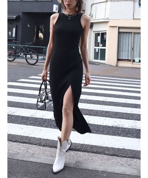 EMODA（エモダ）の「スリットリブカットワンピース（ワンピース・レディース・ブラック/グレー/ブルー・FREE）」の9枚目の写真