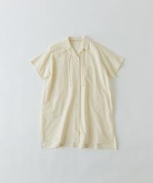 conges payes ADIEU TRISTESSE | 綿麻ジャカード開襟シャツ(ワンピース)