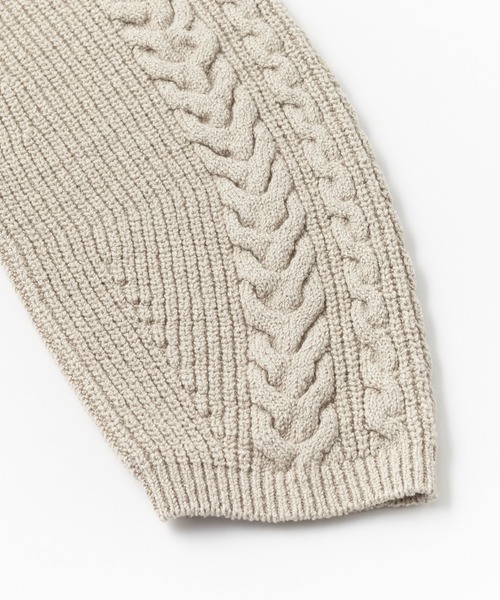 UNFIL(アンフィル)の「unfil アンフィル / cotton & lambs wool cable-knit cropped cardigan コットン&ラムウール ケーブルニット クロップドカーディガン / WHFL-UW120(カーディガン/ボレロ・レディース・アイボリー/ライトグレー・1)」の6枚目の写真