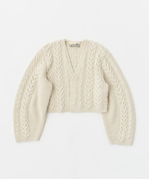 UNFIL(アンフィル)の「unfil アンフィル / cotton & lambs wool cable-knit cropped cardigan コットン&ラムウール ケーブルニット クロップドカーディガン / WHFL-UW120(カーディガン/ボレロ・レディース・アイボリー/ライトグレー・1)」の11枚目の写真