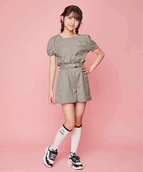 JENNI love（ジェニィラブ）の「スクエアネックチェックトップス（シャツ/ブラウス・キッズ・ブラック/パープル/ミント・130cm/140cm/150cm/160cm）」の17枚目の写真