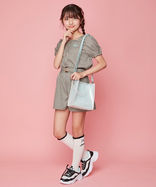 JENNI love（ジェニィラブ）の「スクエアネックチェックトップス（シャツ/ブラウス・キッズ・ブラック/パープル/ミント・130cm/140cm/150cm/160cm）」の13枚目の写真