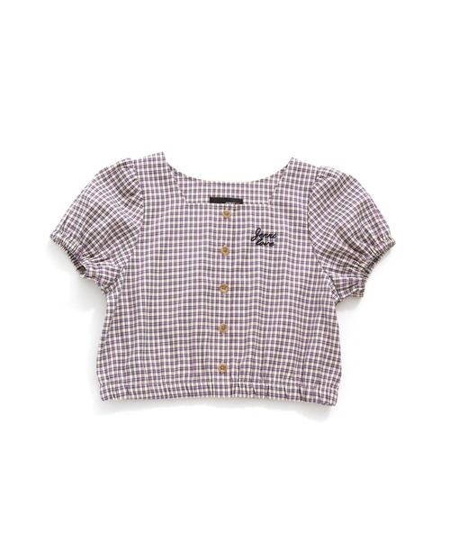スクエアネックチェックトップス（Tシャツ/カットソー）｜Fit