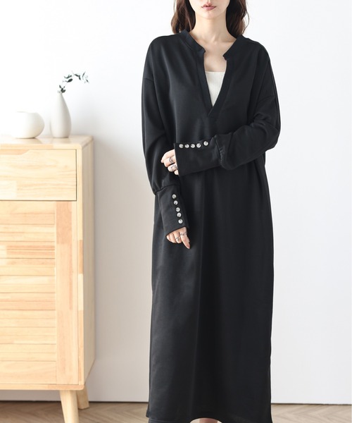 AMELY（エミリー）の「Vネックワンピース（ワンピース・レディース・ベージュ/ブラック/アイボリー/ライトグレー・フリー）」の21枚目の写真