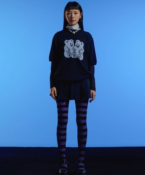 NICE GHOST CLUB(ナイスゴーストクラブ)の「A'GEM/9 × .kom『NICE GHOST CLUB/ナイスゴーストクラブ』GUMMY BEAR SUMMER KNIT HALF T/グミベア ニットティーシャツ 半袖カットソー(Tシャツ/カットソー・レディース・ピンク/ネイビー/パープル・M)」の14枚目の写真