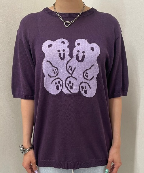 tシャツ A'GEM/9 × .kom「NICE GHOST CLUB/ナイスゴーストクラブ」GUMMY BEAR SUMMER KNIT HALF NICE GHOST CLUB tシャツ A'GEM/9 × .kom「NICE CLUB/ナイス
