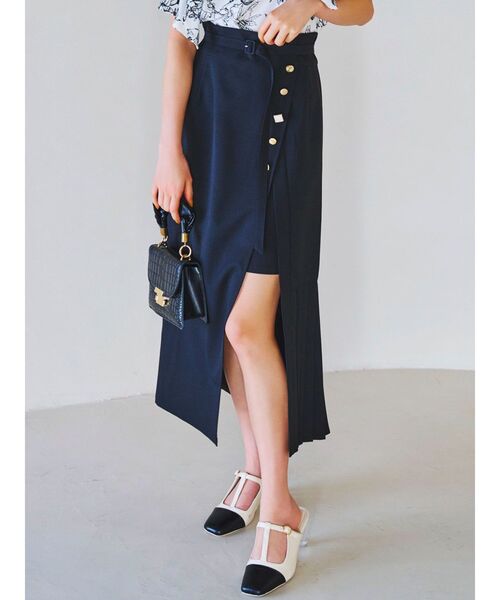 dazzlin（ダズリン）の「アシメプリーツラップスカート（スカート・レディース・アイボリー/ブラック/カーキ・SMALL/MEDIUM）」の14枚目の写真