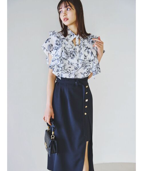 dazzlin（ダズリン）の「アシメプリーツラップスカート（スカート・レディース・アイボリー/ブラック/カーキ・SMALL/MEDIUM）」の6枚目の写真