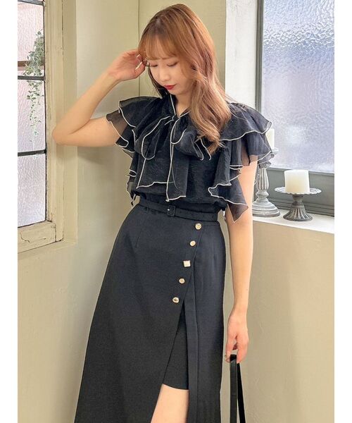 dazzlin（ダズリン）の「アシメプリーツラップスカート（スカート・レディース・アイボリー/ブラック/カーキ・SMALL/MEDIUM）」の15枚目の写真