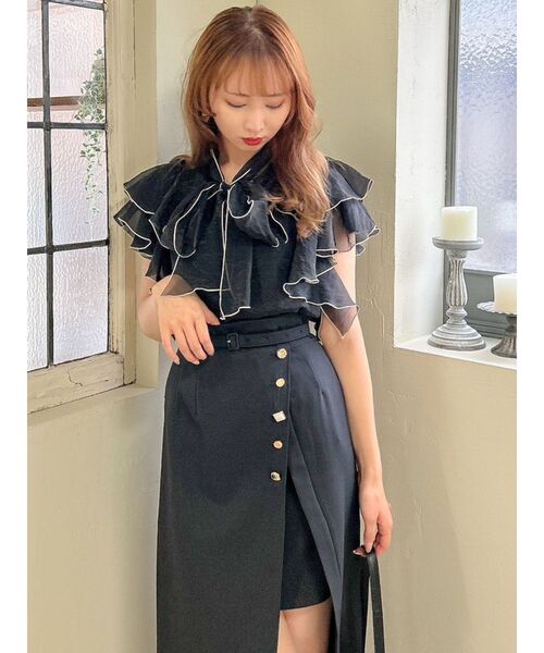 dazzlin（ダズリン）の「アシメプリーツラップスカート（スカート・レディース・アイボリー/ブラック/カーキ・SMALL/MEDIUM）」の16枚目の写真