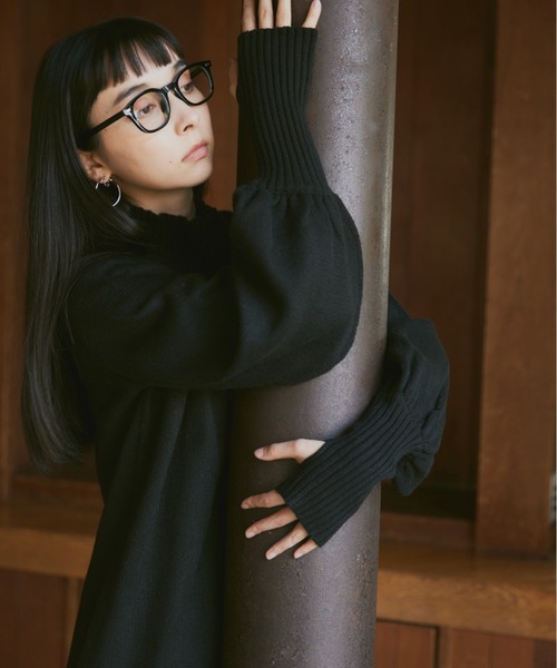 Happy John（ハッピージョン）の「high neck knit one piece dress/ハイネックニットワンピース（ワンピース・レディース・アイボリー/ブラック/ブルー/グレー・FREE）」の8枚目の写真