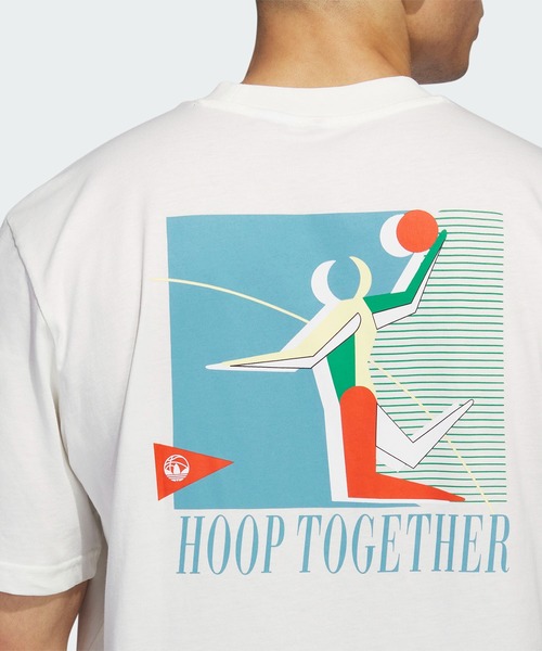 adidas（アディダス）の「バスケットボール グラフィック Tシャツ / アディダスオリジナルス adidas Originals（Tシャツ/カットソー・メンズ・ホワイト/グリーン・XX-LARGE/X-LARGE/MEDIUM/X-SMALL）」の10枚目の写真