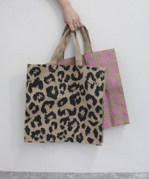 MAISON BENGAL（マイソンベンガル）の「【Maison Bengal/メゾンベンガル】ジュートアニマルプリントトートバッグ（トートバッグ・レディース・ブラック系その他/ピンク系その他・FREE）」の3枚目の写真