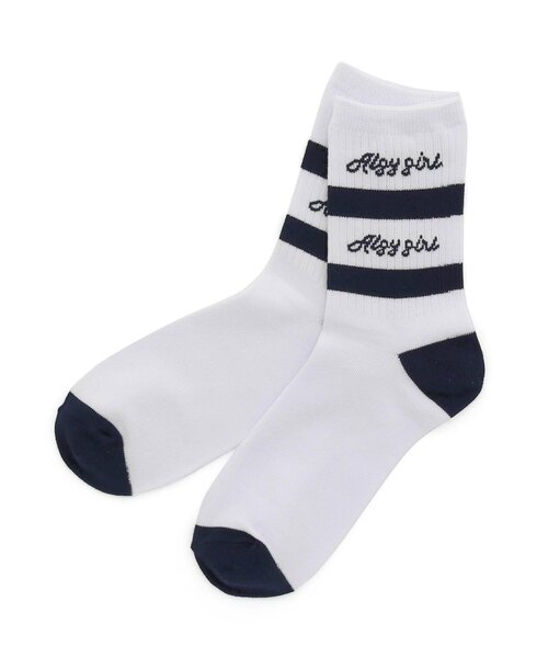 algy（アルジー）の「抗菌防臭ボーダーロゴクルーソックス（ソックス/靴下・キッズ・ブラック/ネイビー/ピンク・24/21）」の2枚目の写真