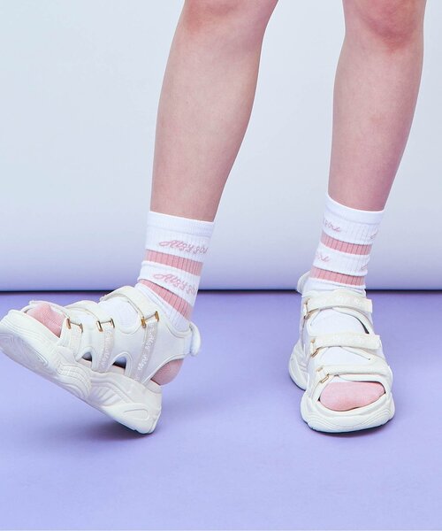 algy（アルジー）の「抗菌防臭ボーダーロゴクルーソックス（ソックス/靴下・キッズ・ブラック/ネイビー/ピンク・24/21）」の3枚目の写真