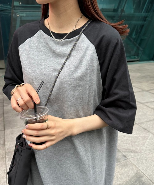 DISCOAT(ディスコート)の「【WEB限定】ラグラン配色ビッグワンピース(ワンピース・レディース・グレー/アイボリー/ホワイト/オフホワイト・MEDIUM)」の10枚目の写真