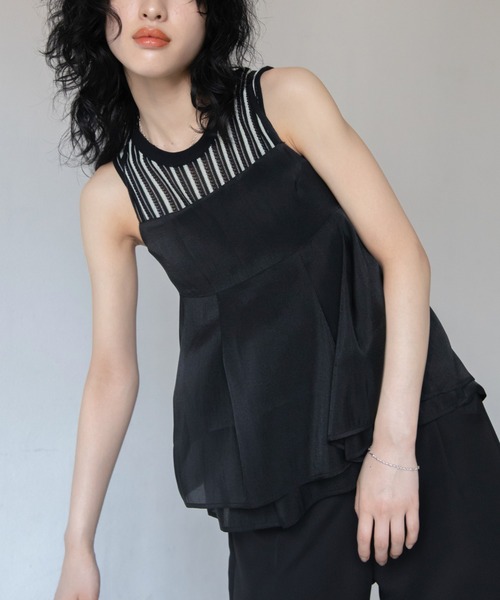 VACANCY（ヴァカンシー）の「チュールシアーキャミソール（キャミソール・レディース・ブラウン/ブラック・FREE）」の2枚目の写真