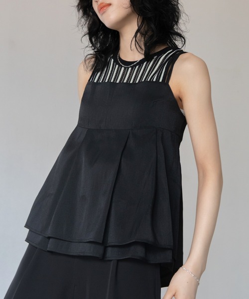 VACANCY（ヴァカンシー）の「チュールシアーキャミソール（キャミソール・レディース・ブラウン/ブラック・FREE）」の10枚目の写真