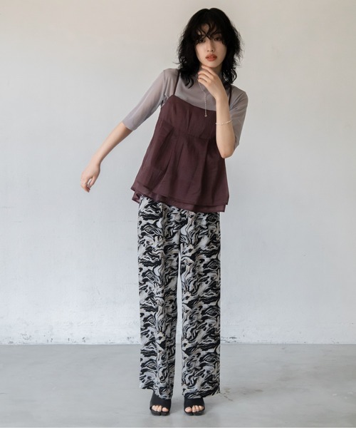 VACANCY（ヴァカンシー）の「チュールシアーキャミソール（キャミソール・レディース・ブラウン/ブラック・FREE）」の4枚目の写真