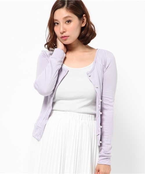 OUTLET（アウトレット）の「【Delyle noir】パールボタンカーディガン（カーディガン/ボレロ・レディース・サックスブルー/ラベンダー・FREE）」の2枚目の写真