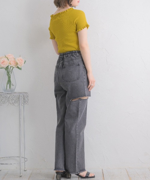 ems excite(エムズエキサイト)の「2WAYフリルNT(ニット/セーター・レディース・ブラック/オフホワイト/イエロー/ブルー・FREE)」の10枚目の写真