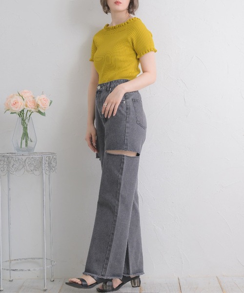 ems excite(エムズエキサイト)の「2WAYフリルNT(ニット/セーター・レディース・ブラック/オフホワイト/イエロー/ブルー・FREE)」の9枚目の写真