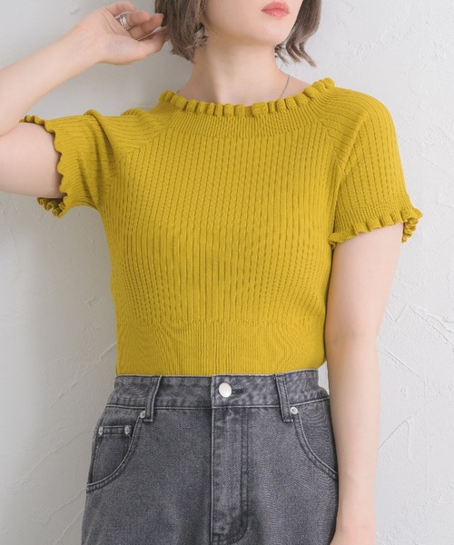 ems excite(エムズエキサイト)の「2WAYフリルNT(ニット/セーター・レディース・ブラック/オフホワイト/イエロー/ブルー・FREE)」の5枚目の写真